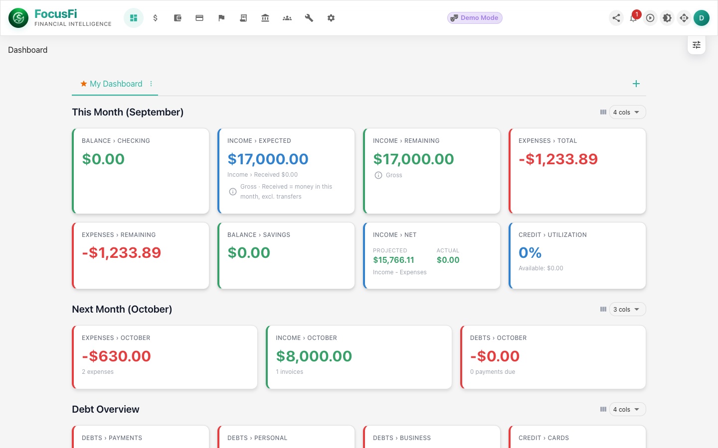 Screenshot of Focus: Finance